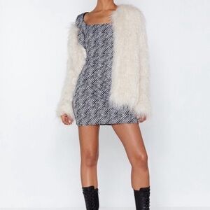 Square Neck Zebra Mini Dress Animal Print